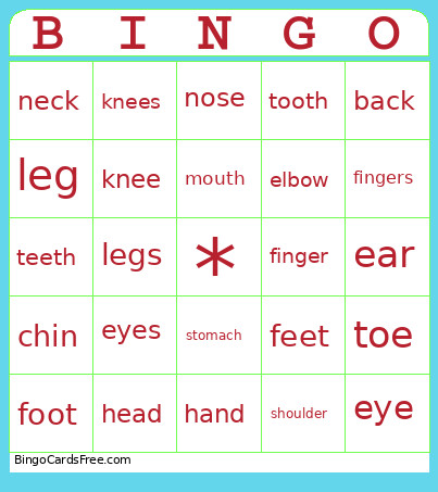 Body Bingo Card