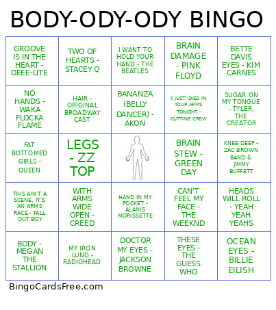 BODY-ODY-ODY Bingo Card