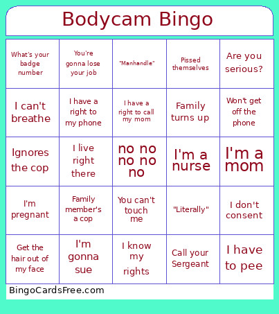 Bodycam Bingo Card