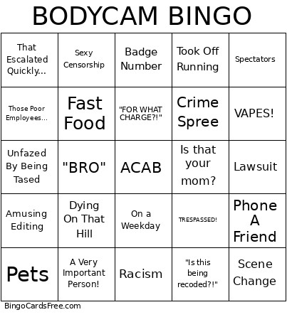 BODYCAM ! Bingo Card