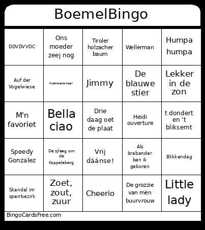 Boemel Bingo Card