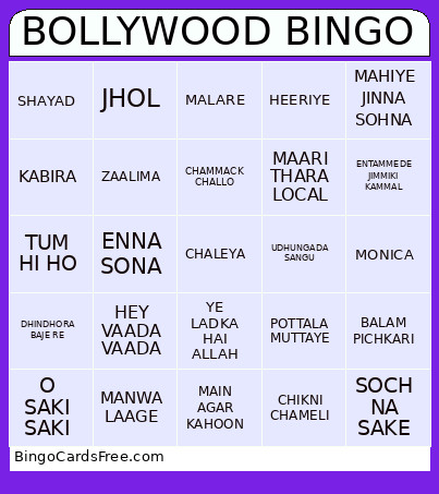 BOLLYWOOD Bingo Card