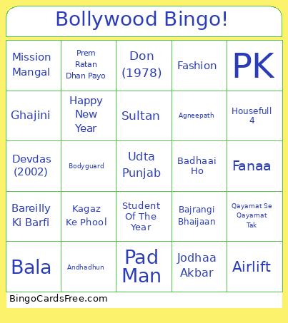 Bollywood Bingo!