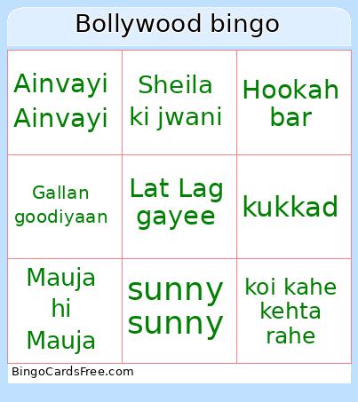 Bollywood bingo