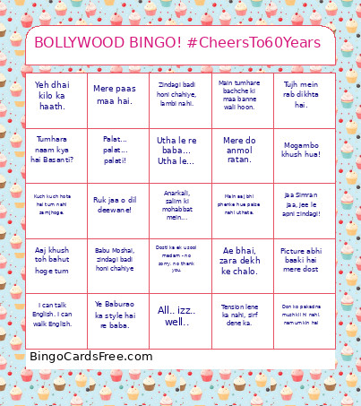 BOLLYWOOD ! #CheersTo60Years Bingo Card