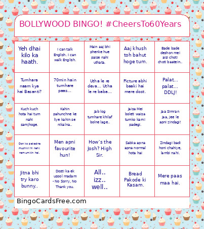 BOLLYWOOD ! #CheersTo60Years Bingo Card