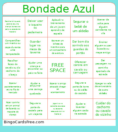 Bondade Azul Bingo Card