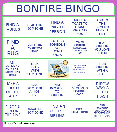 BONFIRE Bingo Card