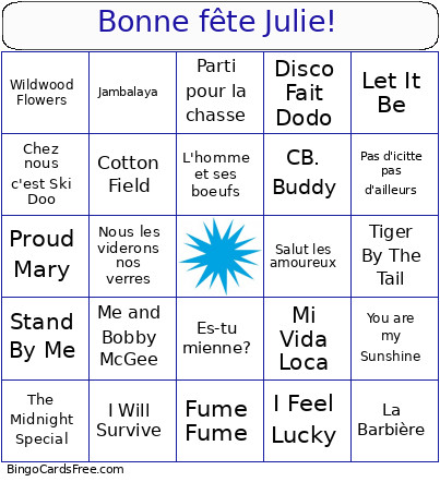 Bonne Fête Julie! Bingo Card