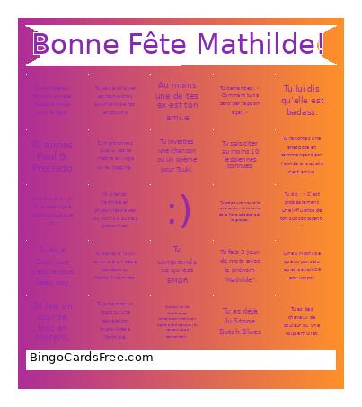 Bonne Fête Mathilde! Bingo