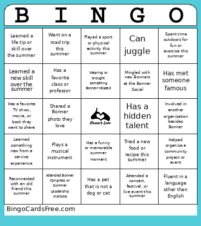 Bonner Bingo Card