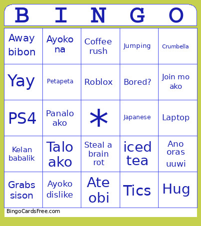 Bono Bingo Card