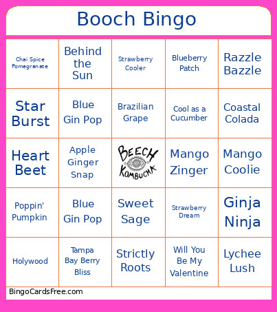 Booch Bingo Card