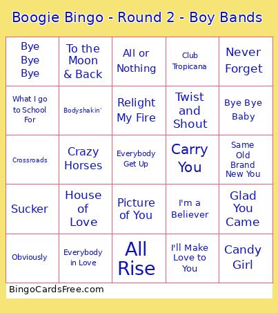 Boogie Bingo - Round 2 - Boy Bands