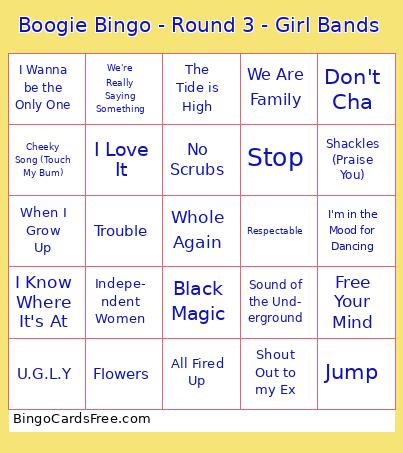 Boogie Bingo - Round 3 - Girl Bands