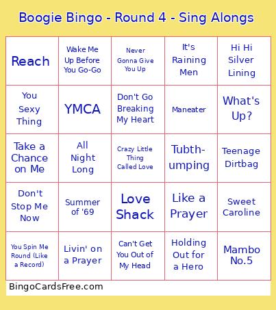 Boogie Bingo - Round 4 - Sing Alongs