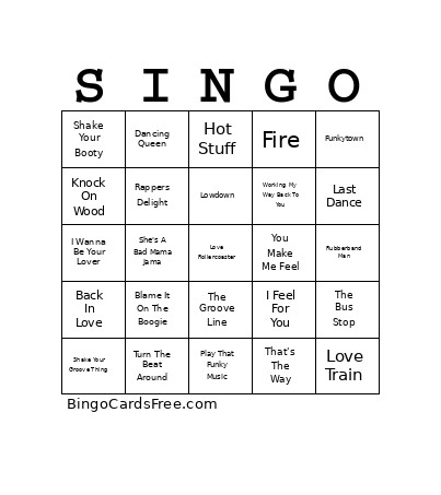 Boogie Nights V01 Bingo Card