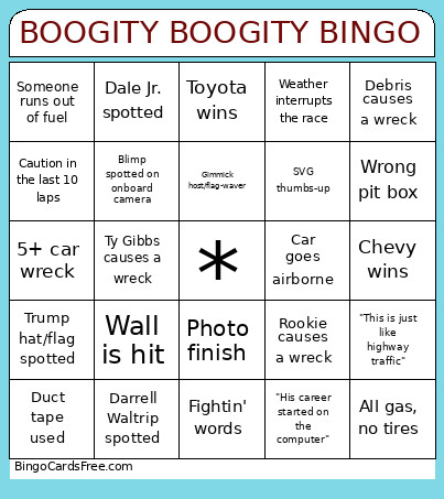 BOOGITY BOOGITY Bingo Card