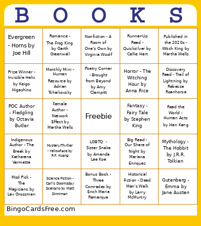 Book Bingo Card