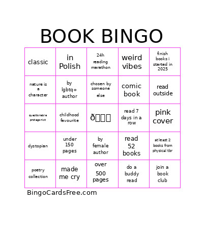 Book Bingo Card