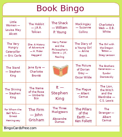 Book Bingo Card