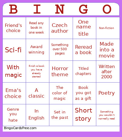 Book Bingo Card