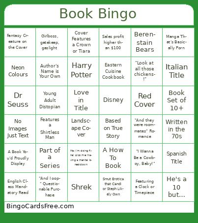 Book Bingo Cards Free Pdf Printable Game, Title: Book Bingo