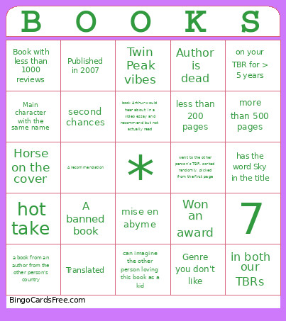 Book Bingo Card