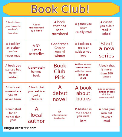 Book Club! Bingo Card