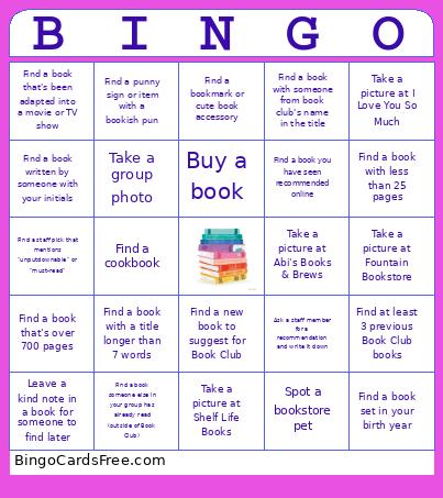 Book Club Bingo Card