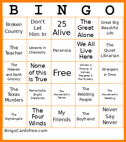 Book Title Bingo Card