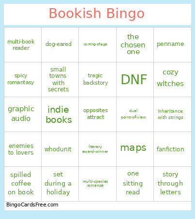 Bookish Bingo Card