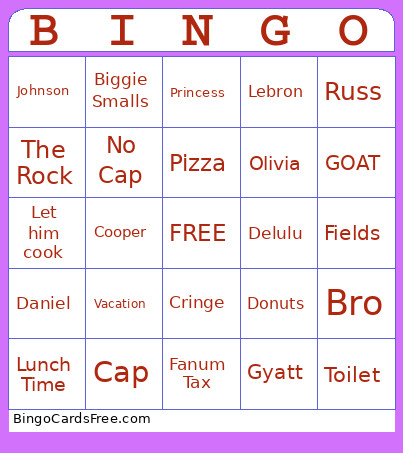Book's Brainrot Bingo Card
