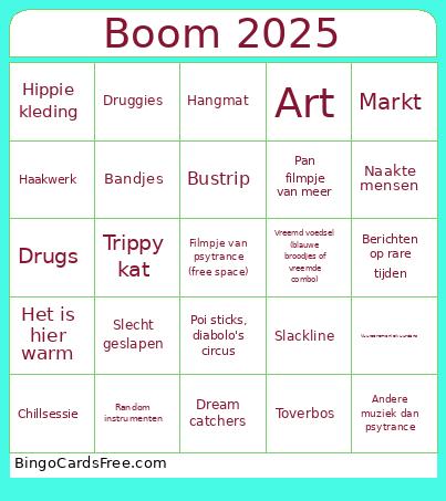 Boom 2025 Bingo Card