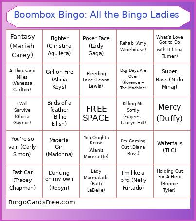 Boombox Bingo: All the Bingo Ladies