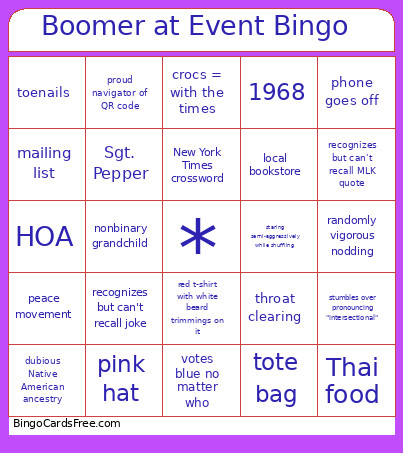 Boomer At Event Bingo Card