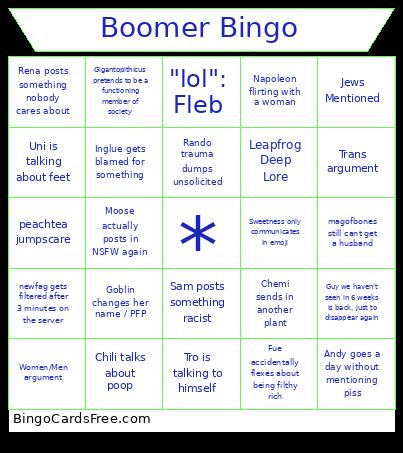 Boomer bingo
