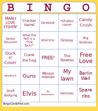 Boomer Bingo Card