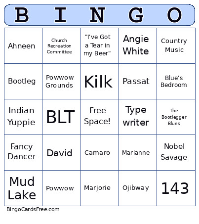 Bootlegger Blues Bingo Card