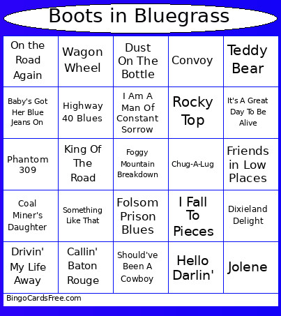 Boots In Bluegrass Bingo Card