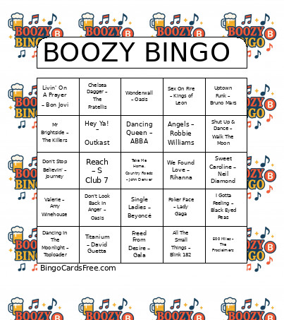BOOZY Bingo Card