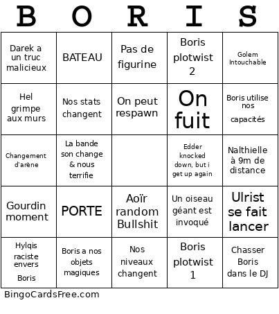 BORIS FIGHT Bingo Card