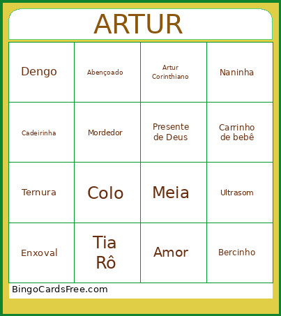 Bosque Do Artur Bingo Card