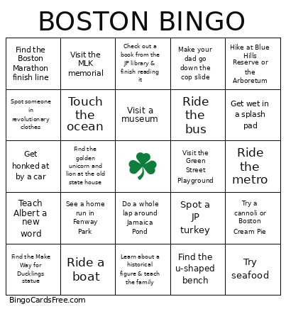 BOSTON Bingo Card