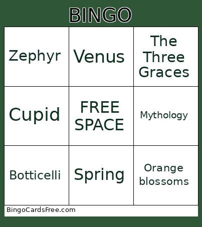 Botticelli Bingo Card