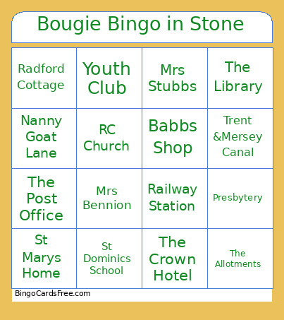 Bougie In Stone Bingo Card