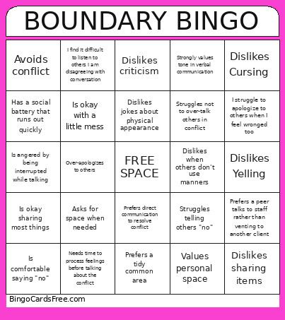 BOUNDARY Bingo Card
