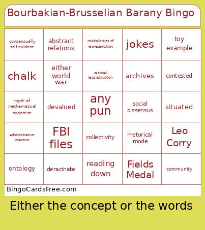 Bourbakian-Brusselian Barany Bingo