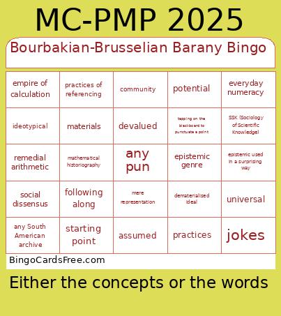 Bourbakian-Brusselian Barany Bingo