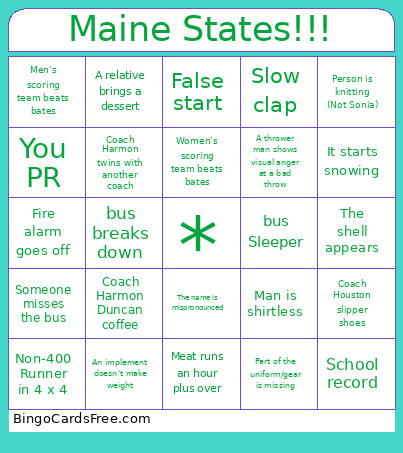Bowdoin Maine State Bingo Card